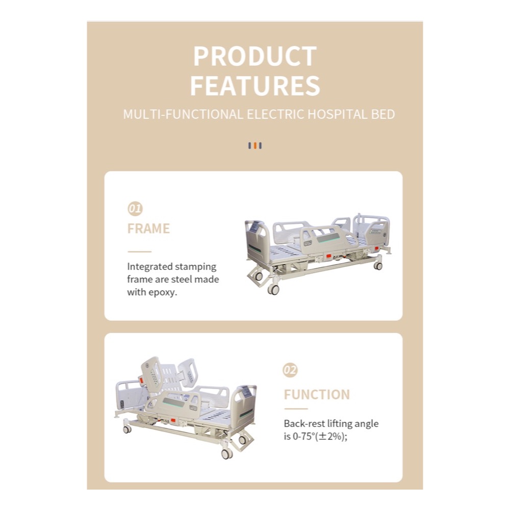 Five-function electric hospital bed, product view 5