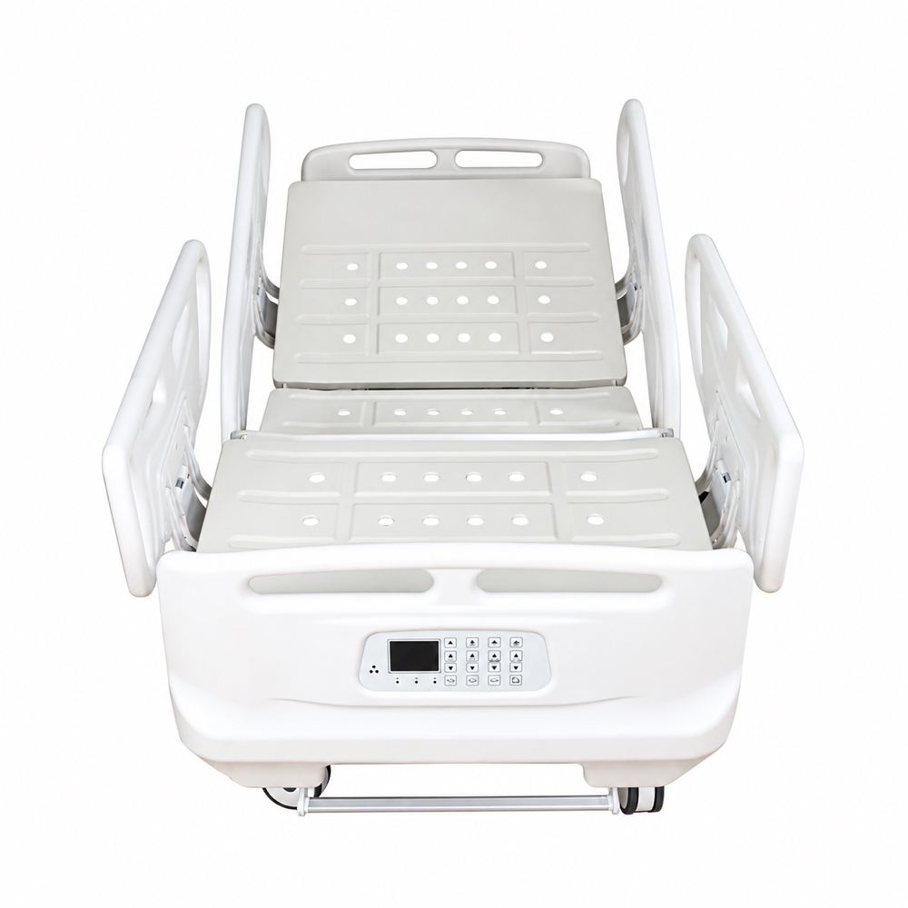 Five-function electric hospital bed with weighing scale, product view 1