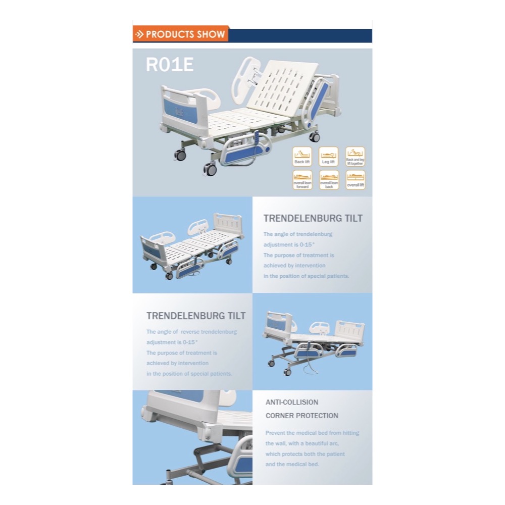 Five-function electric hospital bed, product view 5